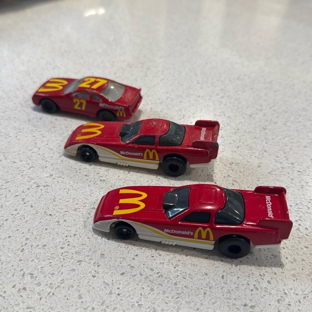 NASCAR Race Car DieCast #27 1993 Mattel-2 McDonalds Happy Meal 1993 Car red